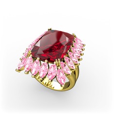 Paiva Yüzük - Garnet ve pembe kuvars 925 ayar altın kaplama gümüş yüzük #10ta53j