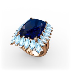 Paiva Yüzük - Lab safir ve akuamarin 14 ayar rose altın yüzük #115cadg