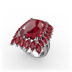 Garnet 14 ayar beyaz altın yüzük