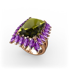 Paiva Yüzük - Peridot ve ametist 8 ayar rose altın yüzük #12fa6cr