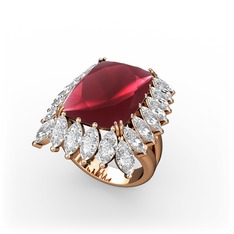 Paiva Yüzük - Kök yakut ve swarovski 925 ayar rose altın kaplama gümüş yüzük #12j9zes