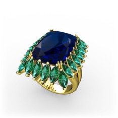 Paiva Yüzük - Lab safir ve yeşil kuvars 14 ayar altın yüzük #12w8bt0