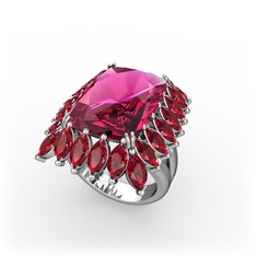 Rodolit garnet ve garnet 18 ayar beyaz altın yüzük