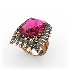 Rodolit garnet ve dumanlı kuvars 18 ayar rose altın yüzük