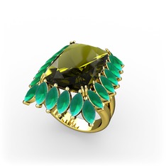 Peridot ve kök zümrüt 925 ayar altın kaplama gümüş yüzük