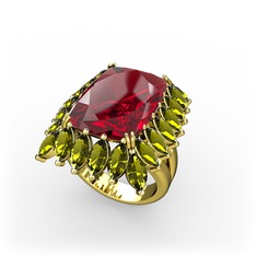 Paiva Yüzük - Garnet ve peridot 925 ayar altın kaplama gümüş yüzük #15kgzee