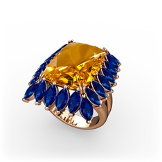 Paiva Yüzük - Sitrin ve lab safir 14 ayar rose altın yüzük #164aooy