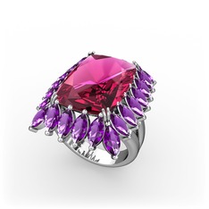 Rodolit garnet ve ametist 925 ayar gümüş yüzük