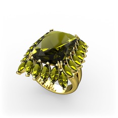 Peridot 925 ayar altın kaplama gümüş yüzük