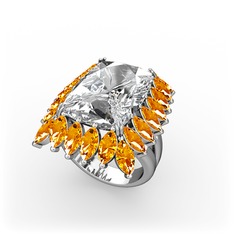 Paiva Yüzük - Swarovski ve sitrin 925 ayar gümüş yüzük #19sl6g1