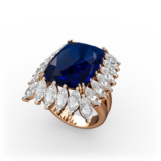 Paiva Yüzük - Lab safir ve beyaz zirkon 8 ayar rose altın yüzük #1byoi3a