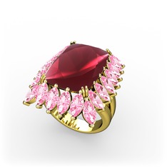 Paiva Yüzük - Kök yakut ve pembe kuvars 14 ayar altın yüzük #1cp98z9