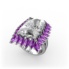 Paiva Yüzük - Swarovski ve ametist 925 ayar gümüş yüzük #1djyc9k