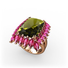Paiva Yüzük - Peridot ve rodolit garnet 14 ayar rose altın yüzük #1fcft1c