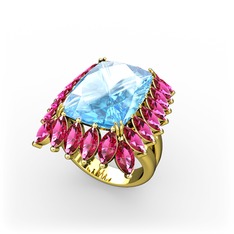 Paiva Yüzük - Akuamarin ve rodolit garnet 14 ayar altın yüzük #1hkes18