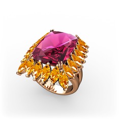 Rodolit garnet ve sitrin 8 ayar rose altın yüzük