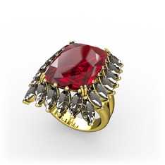 Paiva Yüzük - Garnet ve dumanlı kuvars 925 ayar altın kaplama gümüş yüzük #1hn9hnv