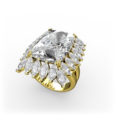 Paiva Yüzük - Beyaz zirkon ve swarovski 8 ayar altın yüzük #1jky5m7