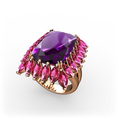 Paiva Yüzük - Ametist ve rodolit garnet 8 ayar rose altın yüzük #1k8zx4s
