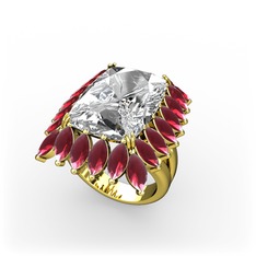 Paiva Yüzük - Swarovski ve kök yakut 8 ayar altın yüzük #1kiol3w