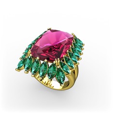 Paiva Yüzük - Rodolit garnet ve yeşil kuvars 8 ayar altın yüzük #1l60258