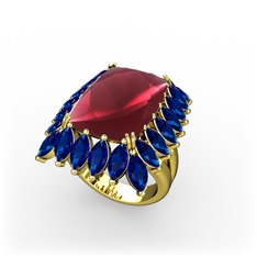 Paiva Yüzük - Kök yakut ve lab safir 8 ayar altın yüzük #1lezifm