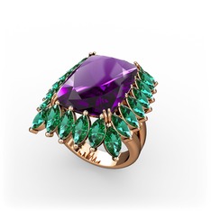 Paiva Yüzük - Ametist ve yeşil kuvars 8 ayar rose altın yüzük #1lz8av9