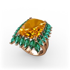 Paiva Yüzük - Sitrin ve yeşil kuvars 18 ayar rose altın yüzük #1njtbs