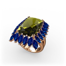 Paiva Yüzük - Peridot ve lab safir 8 ayar rose altın yüzük #1nym2wm