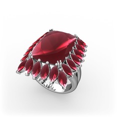 Paiva Yüzük - Kök yakut 8 ayar beyaz altın yüzük #1omwgar