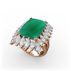 Paiva Yüzük - Kök zümrüt ve swarovski 8 ayar rose altın yüzük #1przjkb