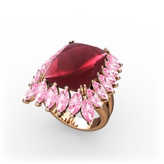 Paiva Yüzük - Kök yakut ve pembe kuvars 18 ayar rose altın yüzük #1q4qbsq