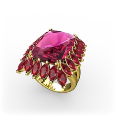 Paiva Yüzük - Rodolit garnet ve garnet 925 ayar altın kaplama gümüş yüzük #1q57msu
