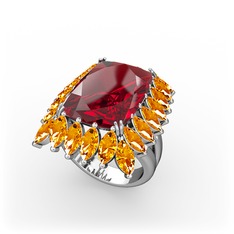 Garnet ve sitrin 925 ayar gümüş yüzük