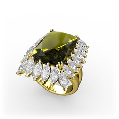 Peridot ve swarovski 14 ayar altın yüzük