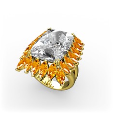 Paiva Yüzük - Swarovski ve sitrin 18 ayar altın yüzük #1t091ra