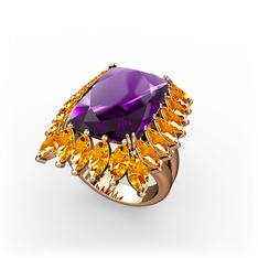 Paiva Yüzük - Ametist ve sitrin 14 ayar rose altın yüzük #1u4recu