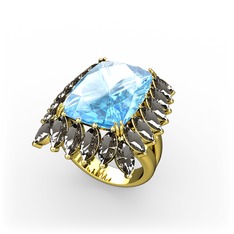 Paiva Yüzük - Akuamarin ve dumanlı kuvars 8 ayar altın yüzük #1vyl4ye