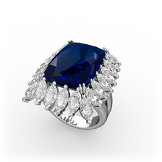 Lab safir ve swarovski 925 ayar gümüş yüzük