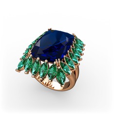 Paiva Yüzük - Lab safir ve yeşil kuvars 18 ayar rose altın yüzük #1xztzrf