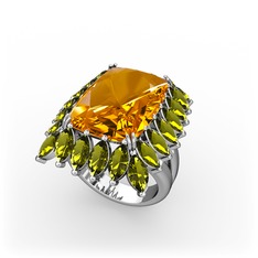 Sitrin ve peridot 925 ayar gümüş yüzük