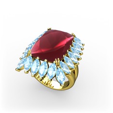 Paiva Yüzük - Kök yakut ve akuamarin 14 ayar altın yüzük #1yfx7vs