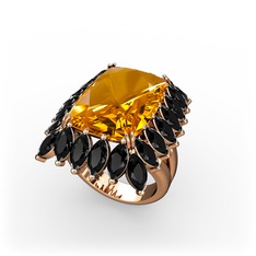 Paiva Yüzük - Sitrin ve siyah zirkon 8 ayar rose altın yüzük #1yg8ius