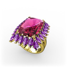 Paiva Yüzük - Rodolit garnet ve ametist 925 ayar altın kaplama gümüş yüzük #26t4nk