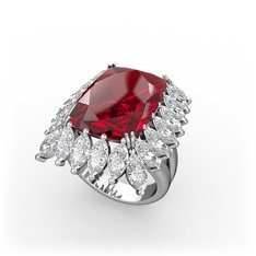 Paiva Yüzük - Garnet ve swarovski 925 ayar gümüş yüzük #274h3g