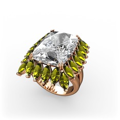 Paiva Yüzük - Swarovski ve peridot 8 ayar rose altın yüzük #3b3gq