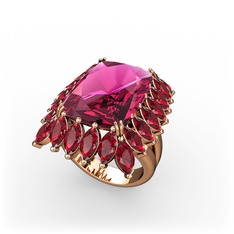 Paiva Yüzük - Rodolit garnet ve garnet 8 ayar rose altın yüzük #44fryi