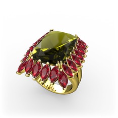 Paiva Yüzük - Peridot ve garnet 8 ayar altın yüzük #5jn4io