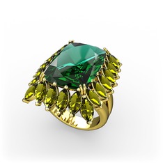 Paiva Yüzük - Yeşil kuvars ve peridot 18 ayar altın yüzük #6fg3hl