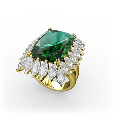 Paiva Yüzük - Yeşil kuvars ve swarovski 18 ayar altın yüzük #7soyi1